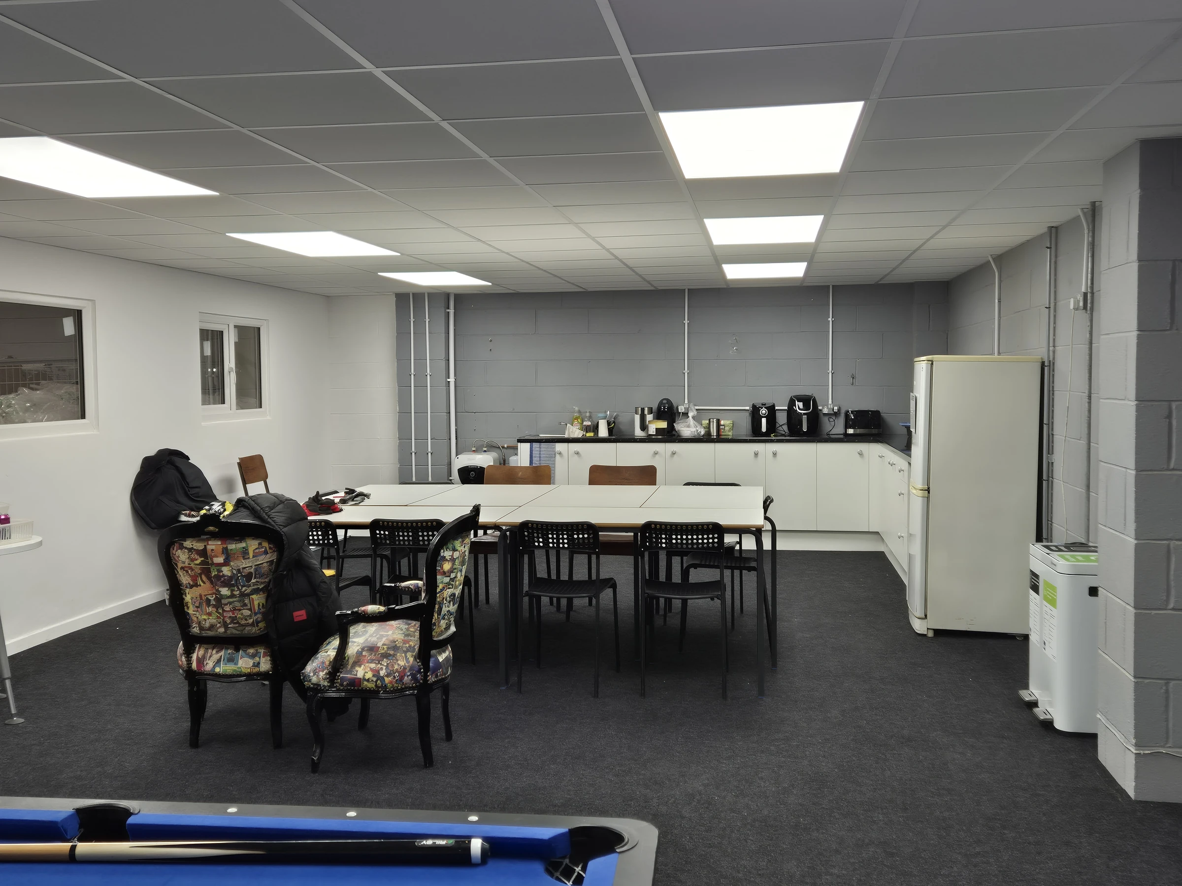 Completed canteen kitchen and dining area