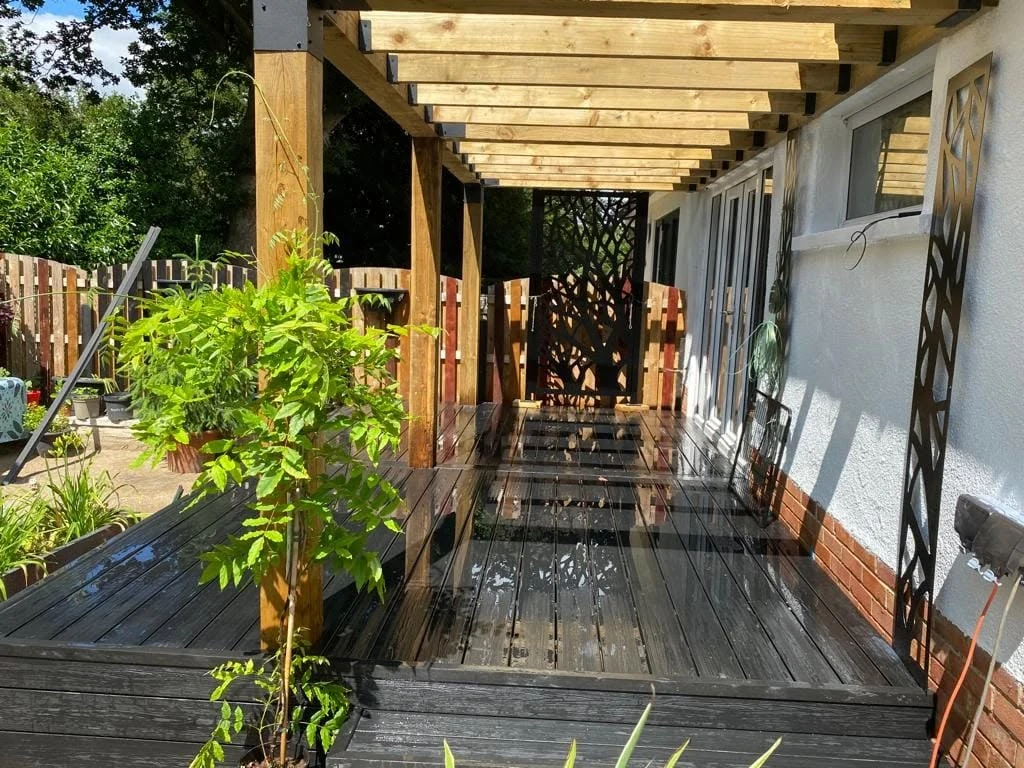 Finished pergola and decking